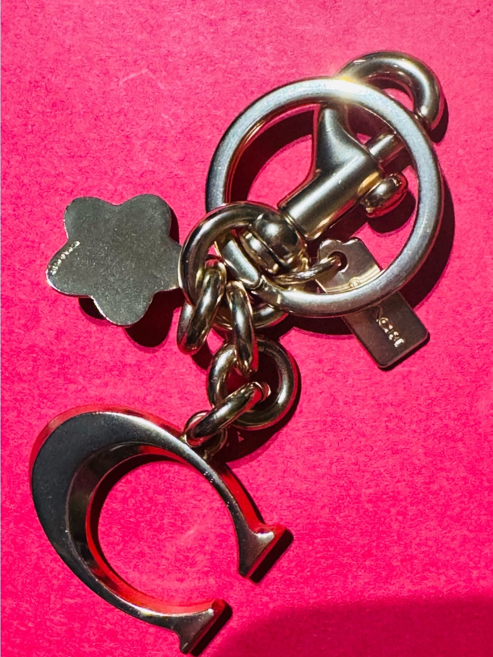 Coach Tea Rose Gold-Tone Keyring Bag Charm - Picture 15 of 16